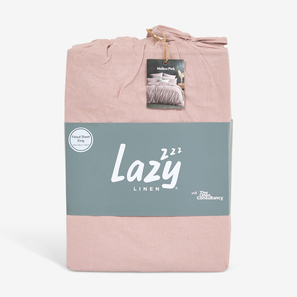Pink Linen Fitted Sheet - Lazy Linen