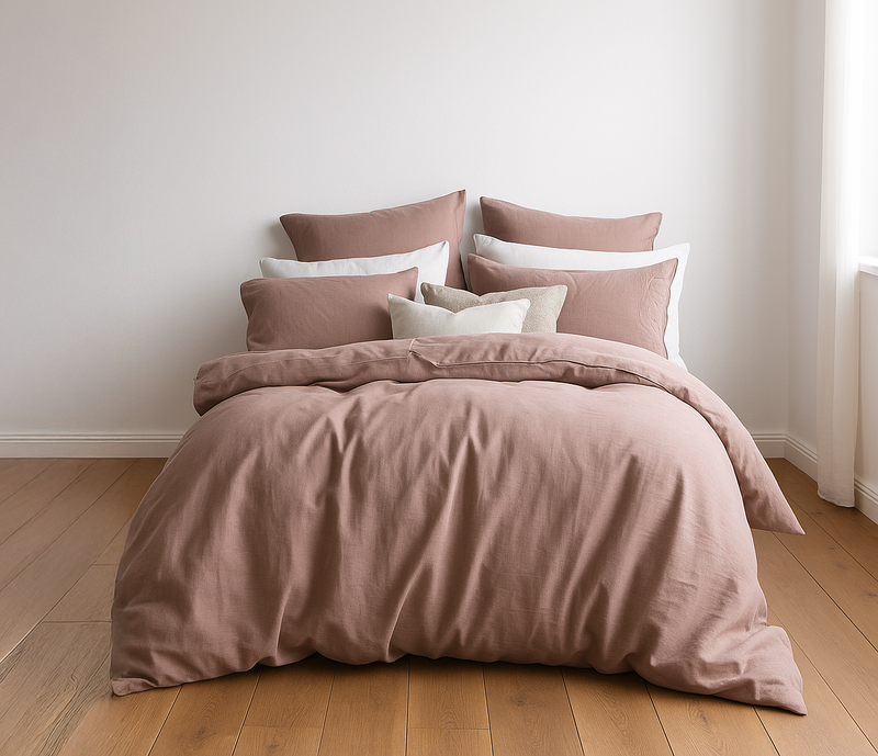 Pink Lazy Linen Duvet Cover