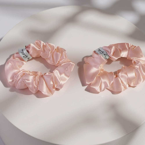 Pink mulberry silk hair scrunchie by Silky Silks