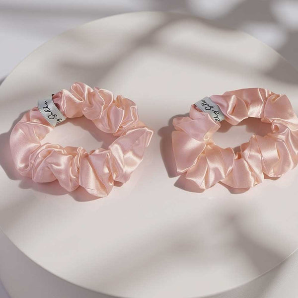 Pink Mulberry Silk Hair Scrunchie (Pack of 2)