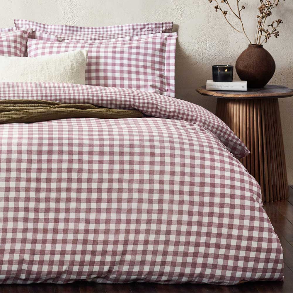 Yard Barton Gingham Check Duvet Cover Set - Berry
