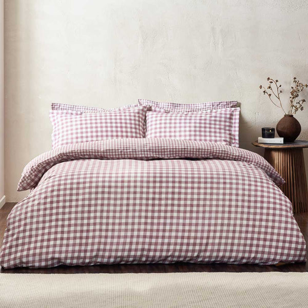 Yard Barton Gingham Check Duvet Cover Set - Berry
