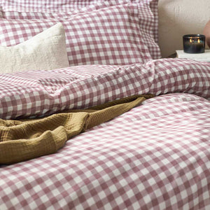 Yard Barton Gingham Check Duvet Cover Set - Berry