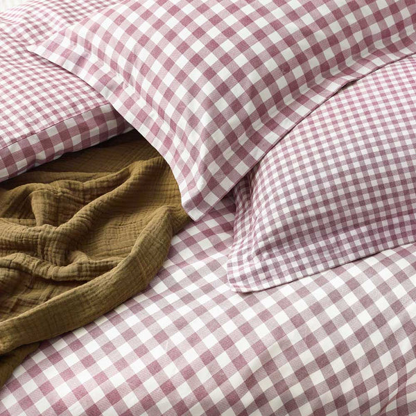 Yard Barton Gingham Check Duvet Cover Set - Berry