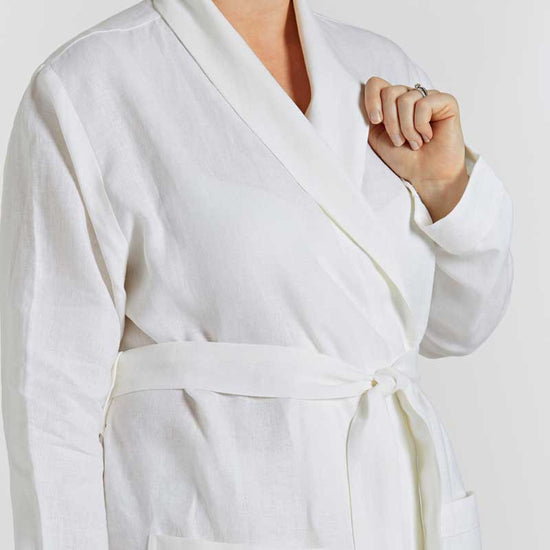 White Linen Bathrobe - Lazy Linen