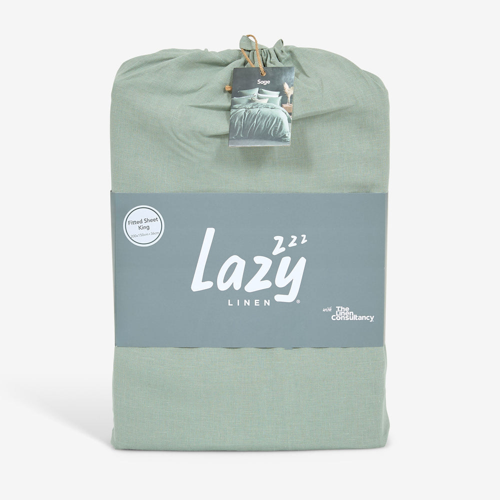 Sage Green Linen Fitted Sheet - Lazy Linen