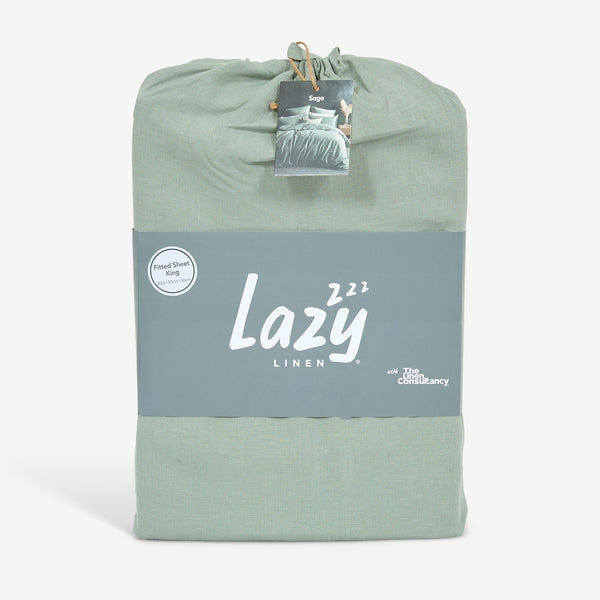 Sage Green Linen Fitted Sheet - Lazy Linen