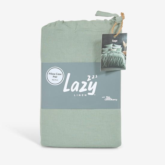 Lazy Linen Pillowcase (Pack of 2) - Sage Green