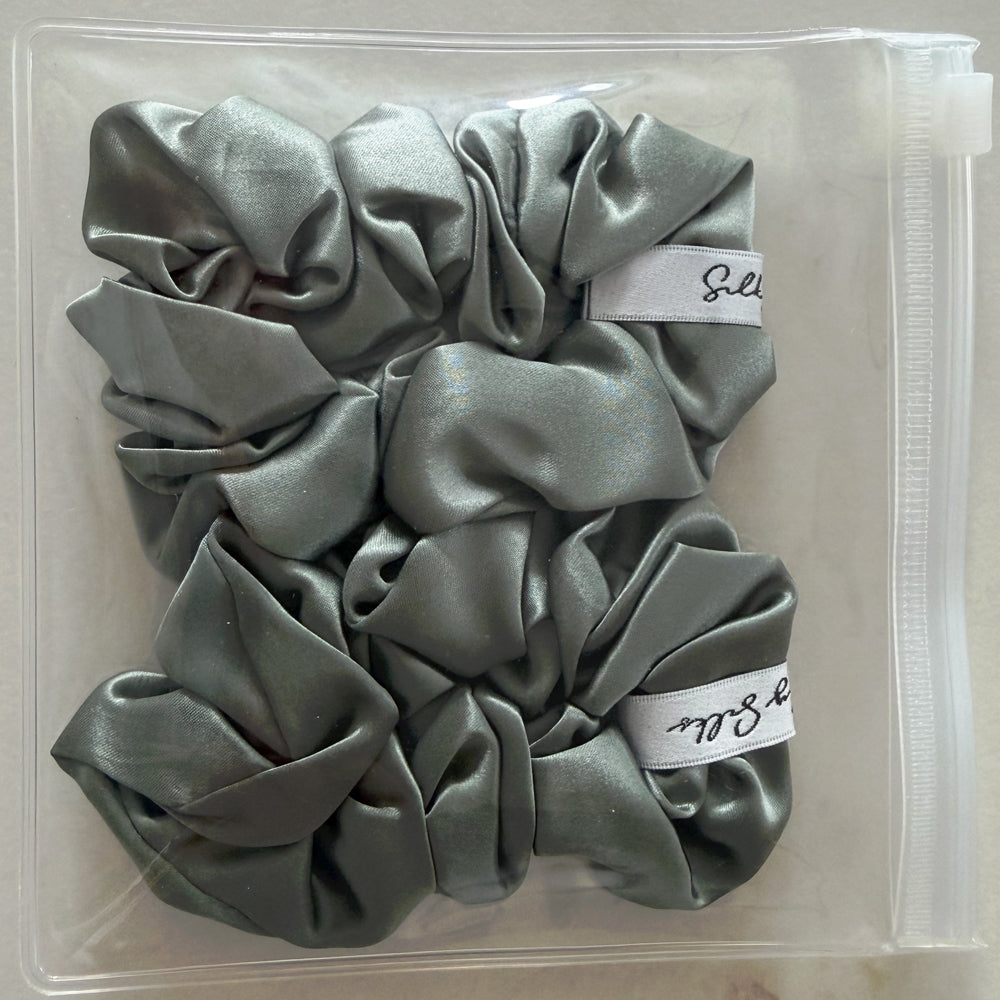 Sage Mulberry Silk Hair Scrunchie (Pack of 2)