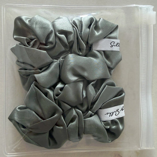 Sage Mulberry Silk Hair Scrunchie (Pack of 2)