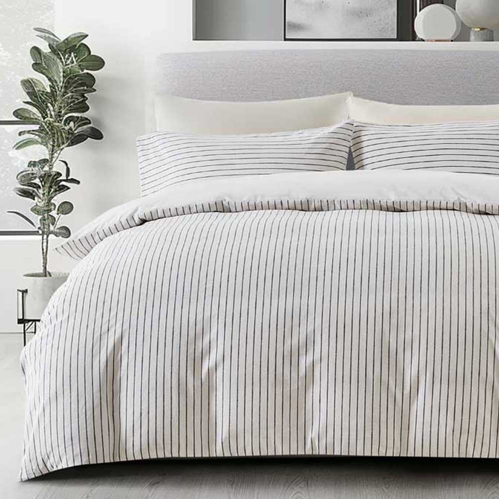 Slouchie White / Black Stripe Duvet Cover Set