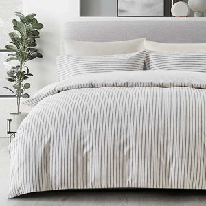 Slouchie White / Black Stripe Duvet Cover Set