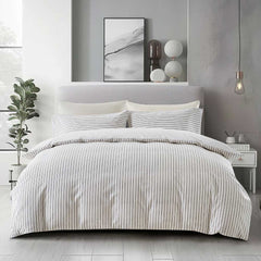 Slouchie White / Black Stripe Duvet Cover Set