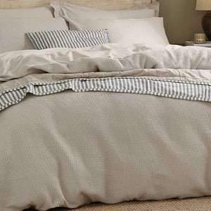 Hebden Relaxed Waffle Duvet Cover Set - Stone