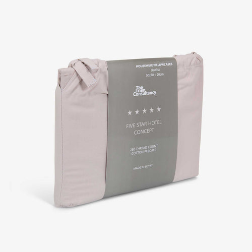 Light grey cotton housewife pillowcases, TLC 5 Star Hotel Concept