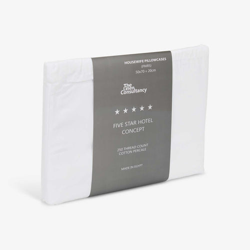 White cotton housewife pillowcases, TLC 5 Star Hotel Concept
