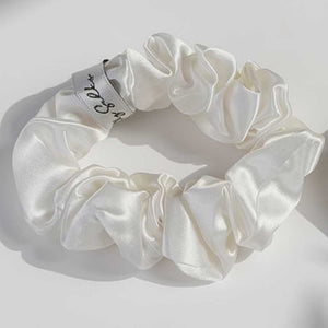 White Mulberry Silk Hair Scrunchie (Pack of 2)