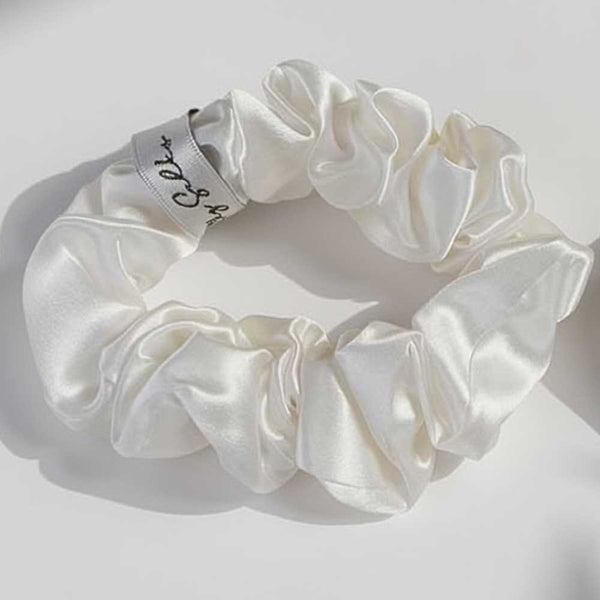 White Mulberry Silk Hair Scrunchie (Pack of 2)