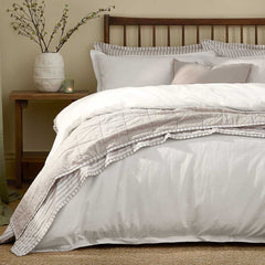 Hebden Washed Cotton Duvet Cover Set - Chalk