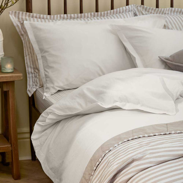 Hebden Washed Cotton Duvet Cover Set - Chalk