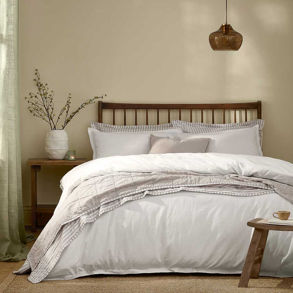 Hebden Washed Cotton Duvet Cover Set - Chalk