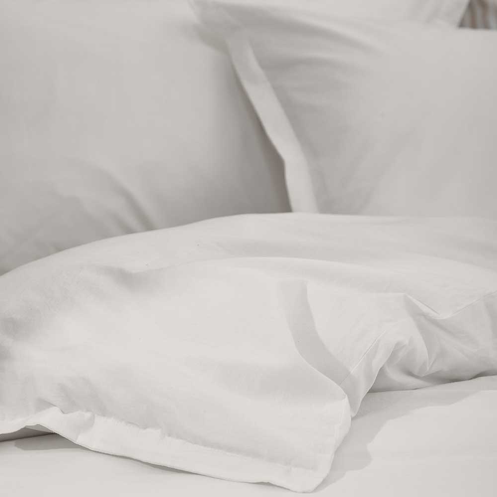 Hebden Washed Cotton Duvet Cover Set - Chalk