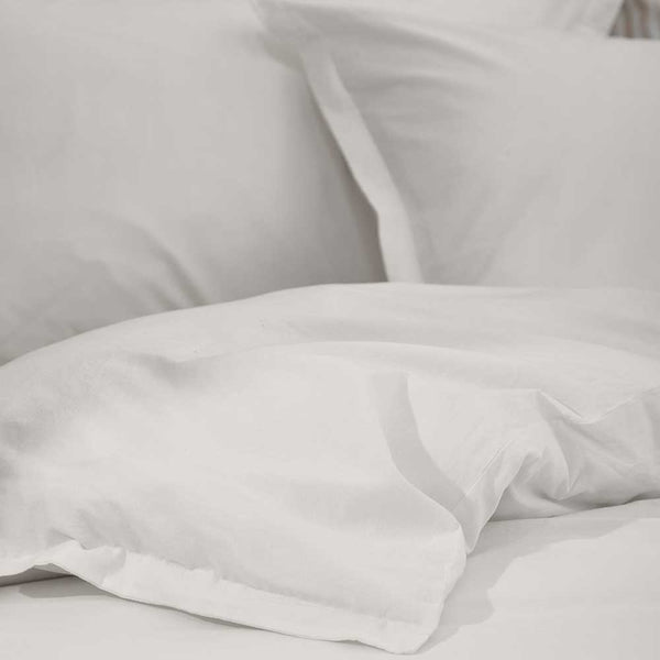 Hebden Washed Cotton Duvet Cover Set - Chalk