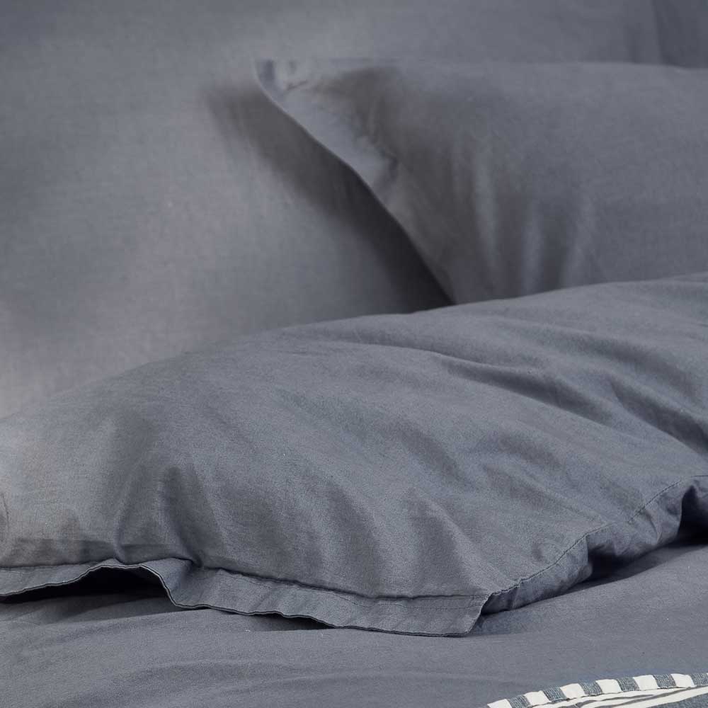 Hebden Washed Cotton Duvet Cover Set - Denim Blue
