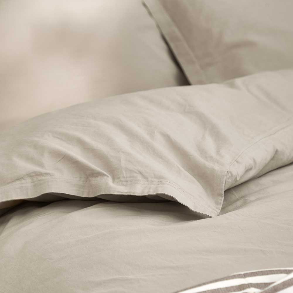 Hebden Washed Cotton Duvet Cover Set - Stone